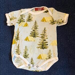 Milkbarn Green and bluish Camping Bodysuit 100% rayon